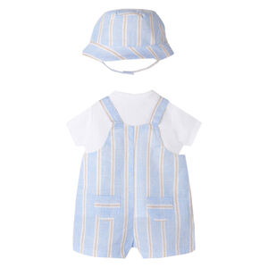 Baby Boys Blue Dungarees & Hat Set