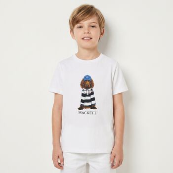 Boys White Dog Logo T-Shirt 