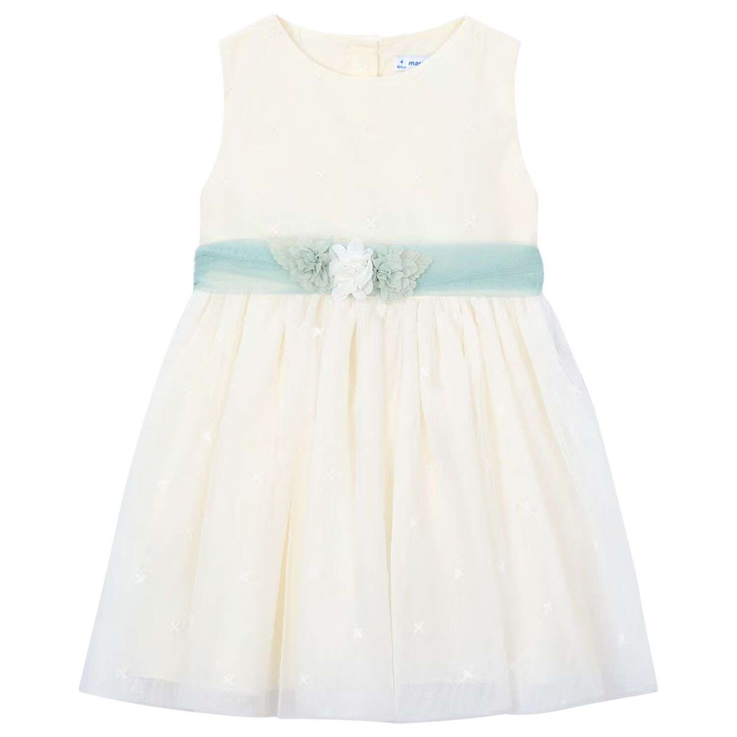 Girls Ivory Embroidered Tulle Dress, 1, hi-res
