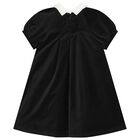 Girls Black Velvet Bow Dress, 1, hi-res