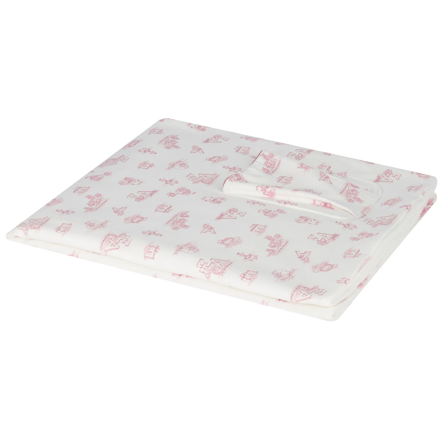 Baby Girls Ivory & Pink Logo Blanket, 2, hi-res