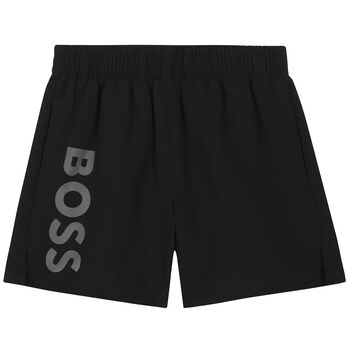 Boys Black Logo Swim Shorts