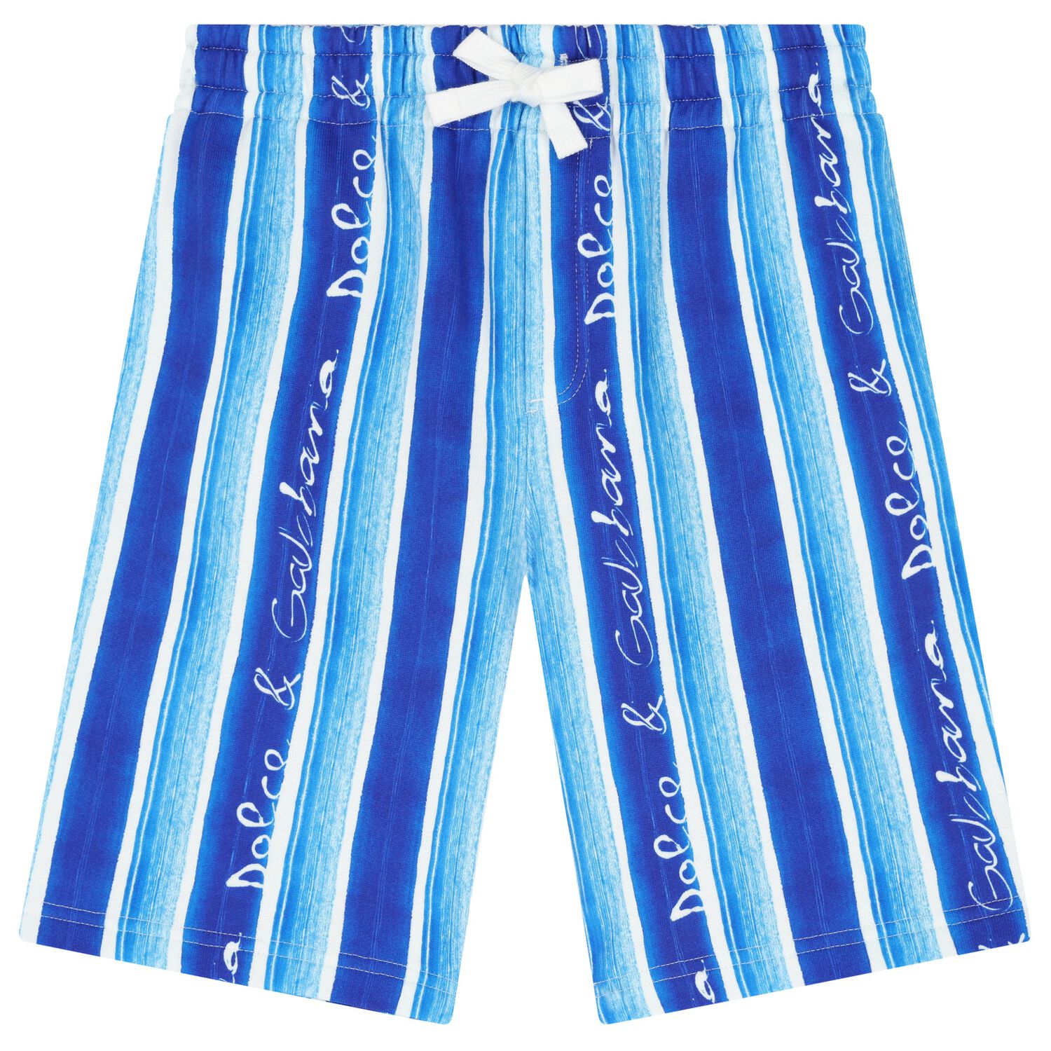 Boys Blue Striped Cotton Logo Shorts, 1, hi-res image number null