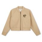 Girls Beige Logo Zip Up Top, 1, hi-res