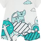 Baby Boys White Cat Romper, 1, hi-res