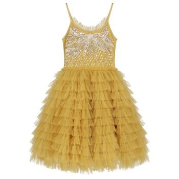 Girls Yellow Embellished Tutu Dress