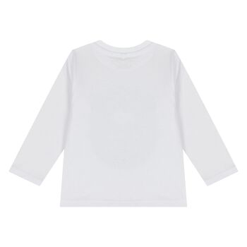 Younger Boys White Logo Long Sleeve Top