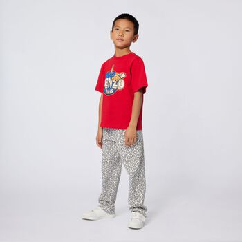 تيشيرت اولاد بالشعار باللون الاحمر 