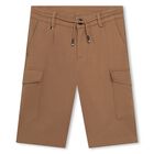 Boys Beige Logo Shorts, 1, hi-res