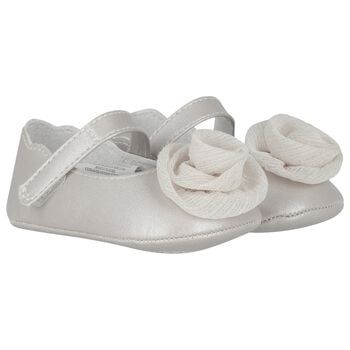 Baby Girls Silver Flower Pre Walker Shoes