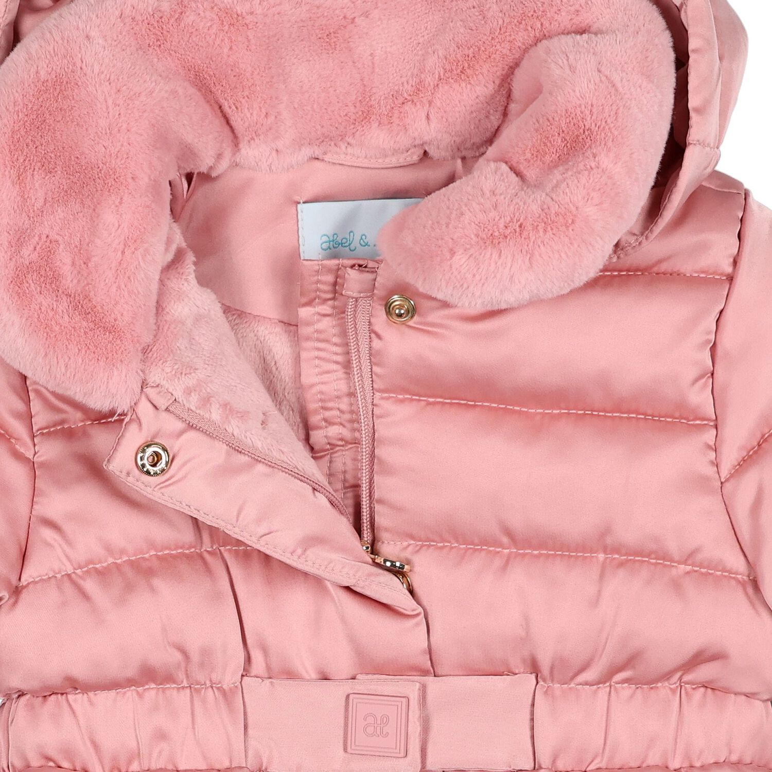 Younger Girls Pink Hooded Puffer Jacket, 1, hi-res