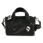 Girls Black Faux Leather Handbag, 1, hi-res
