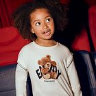 Girls Ivory Teddy Bear Long Sleeve Top, 1, hi-res