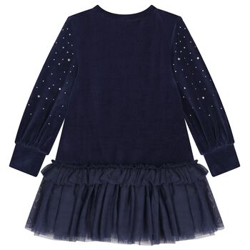 Girls Navy Blue Embellished Dress