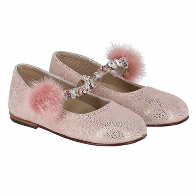 Girls Pink Embellished Ballerina Shoes