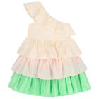 Girls Ivory Ruffled Dress, 1, hi-res
