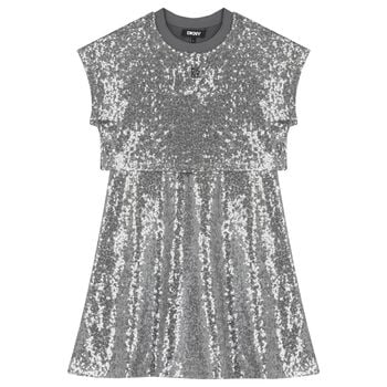 Girls Silver Sequin Dress