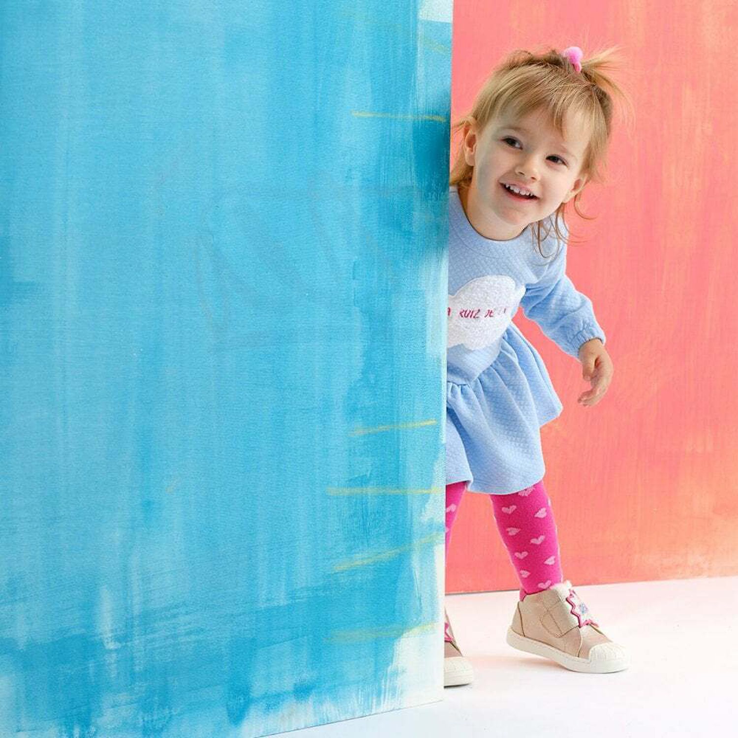 Girls Blue Logo Dress, 1, hi-res