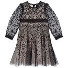 Girls Black Dappled Sequin Embellished Dress, 2, hi-res