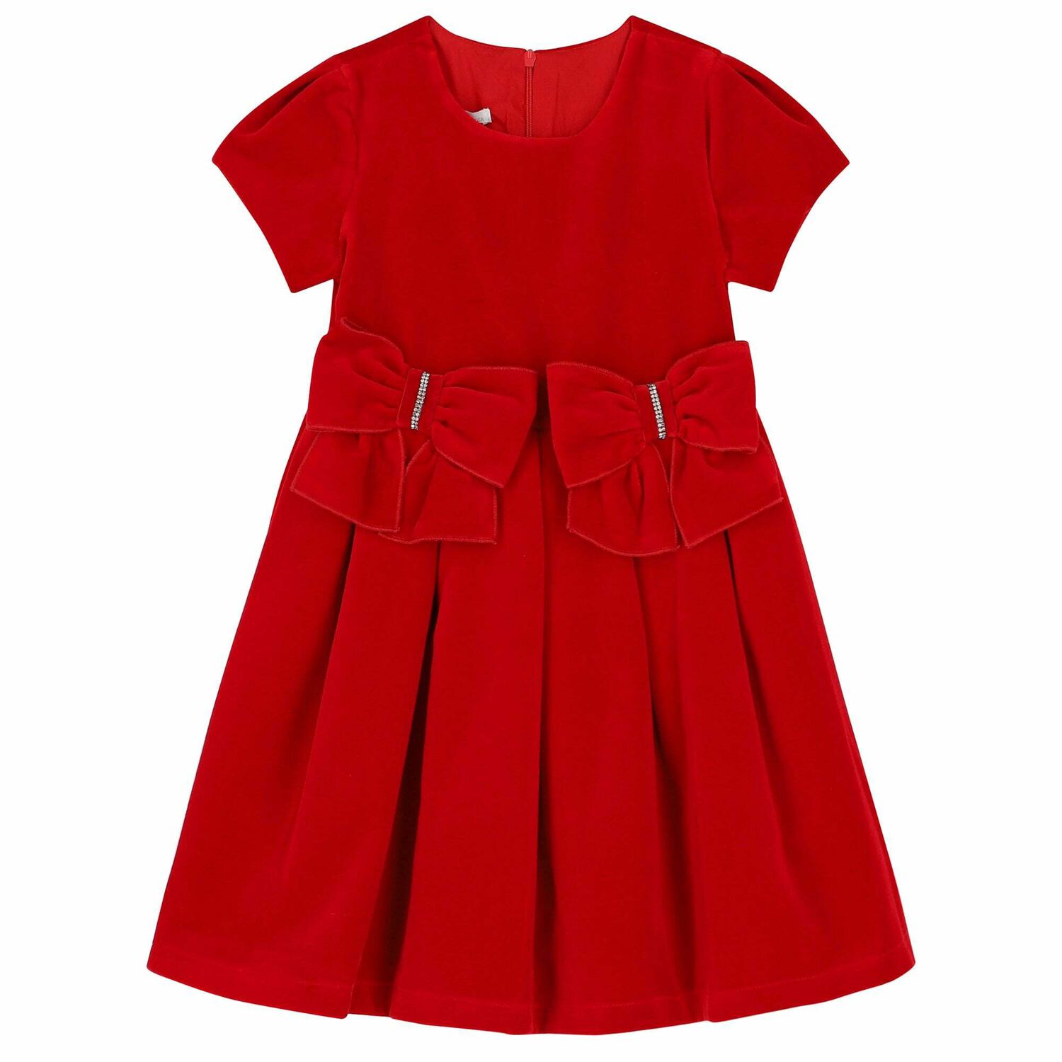 Balloon Chic Girls Red Bow Velvet Dress | Junior Couture Balloon Chic Girls Red Bow Velvet Dress | Junior Couture