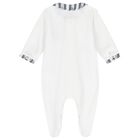 Baby Boys White Striped Collar Babygrow, 1, hi-res