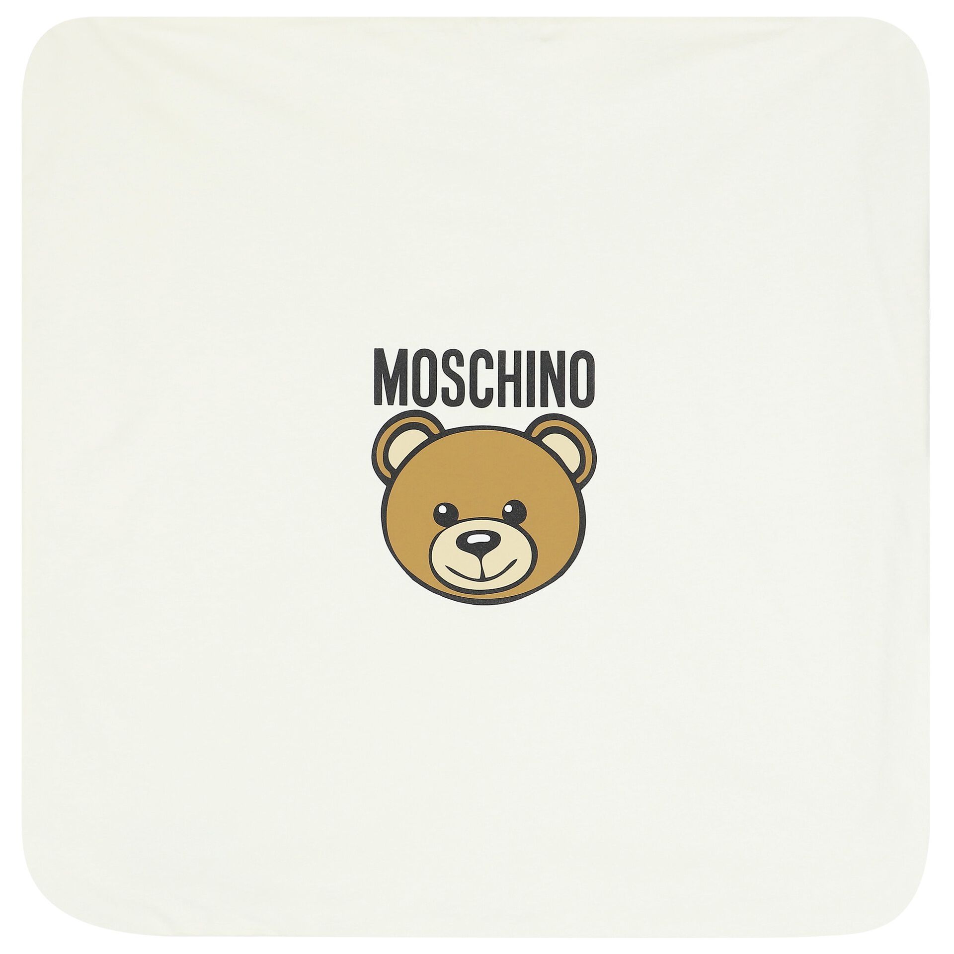 Moschino Ivory Teddy Bear Logo Baby Blanket Junior Couture