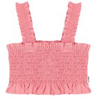 Girls Pink Shirred Top, 1, hi-res