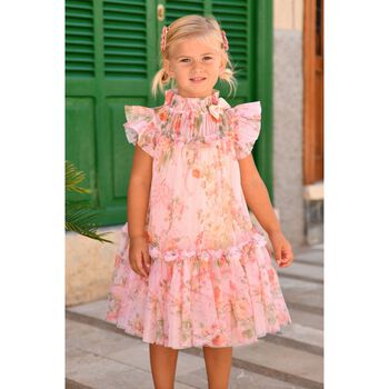 Girls Pink Rose Tulle Dress