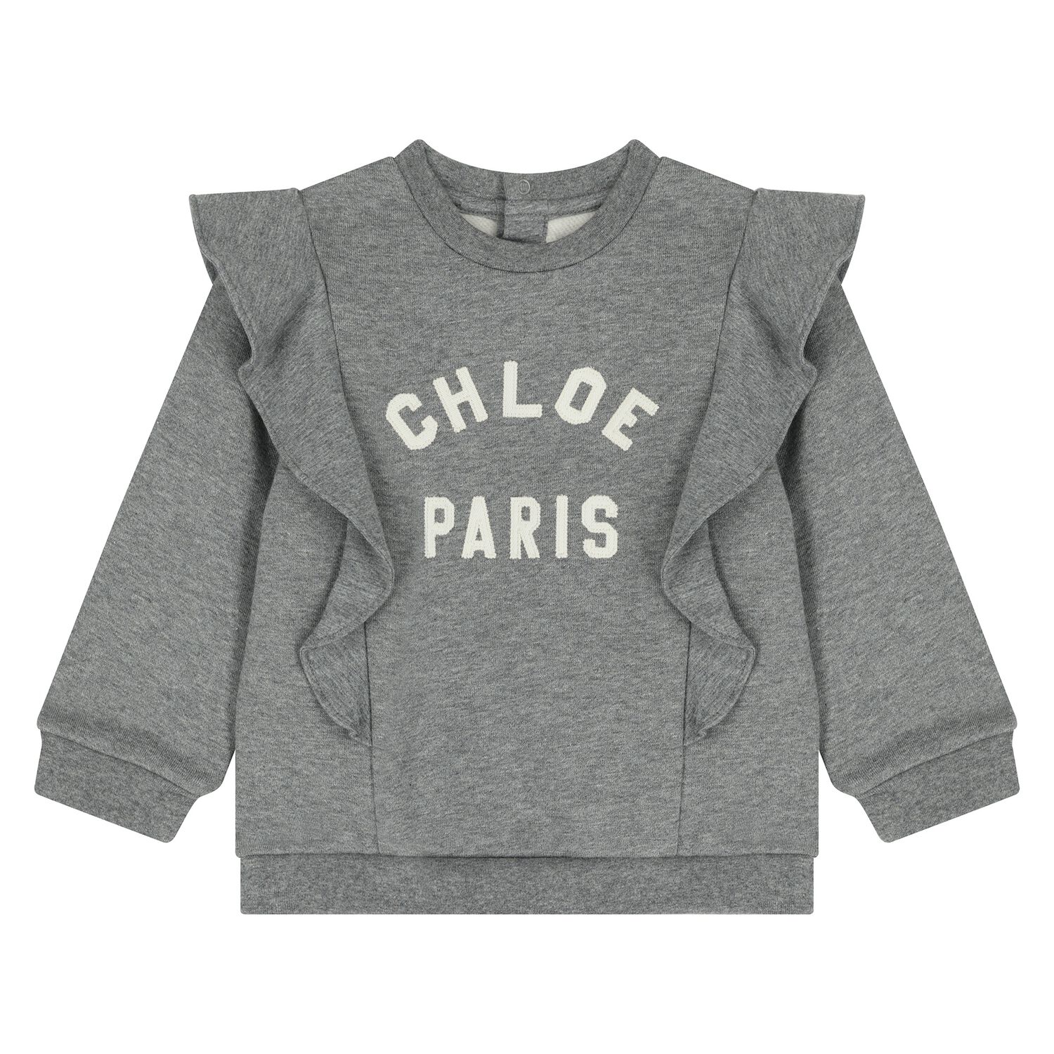 سويت شيرت  باللون الرمادي بشعار للفتيات الصغيرات, 1, hi-res