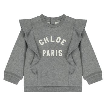 سويت شيرت  باللون الرمادي بشعار للفتيات الصغيرات