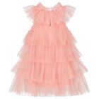 Younger Girls Pink Embellished Tulle Dress, 1, hi-res