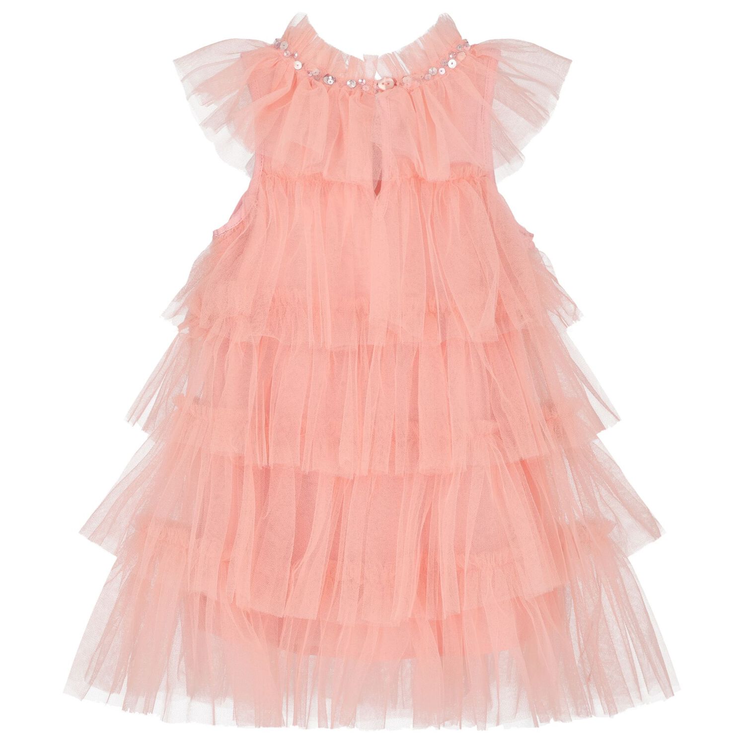 Younger Girls Pink Embellished Tulle Dress, 1, hi-res image number null