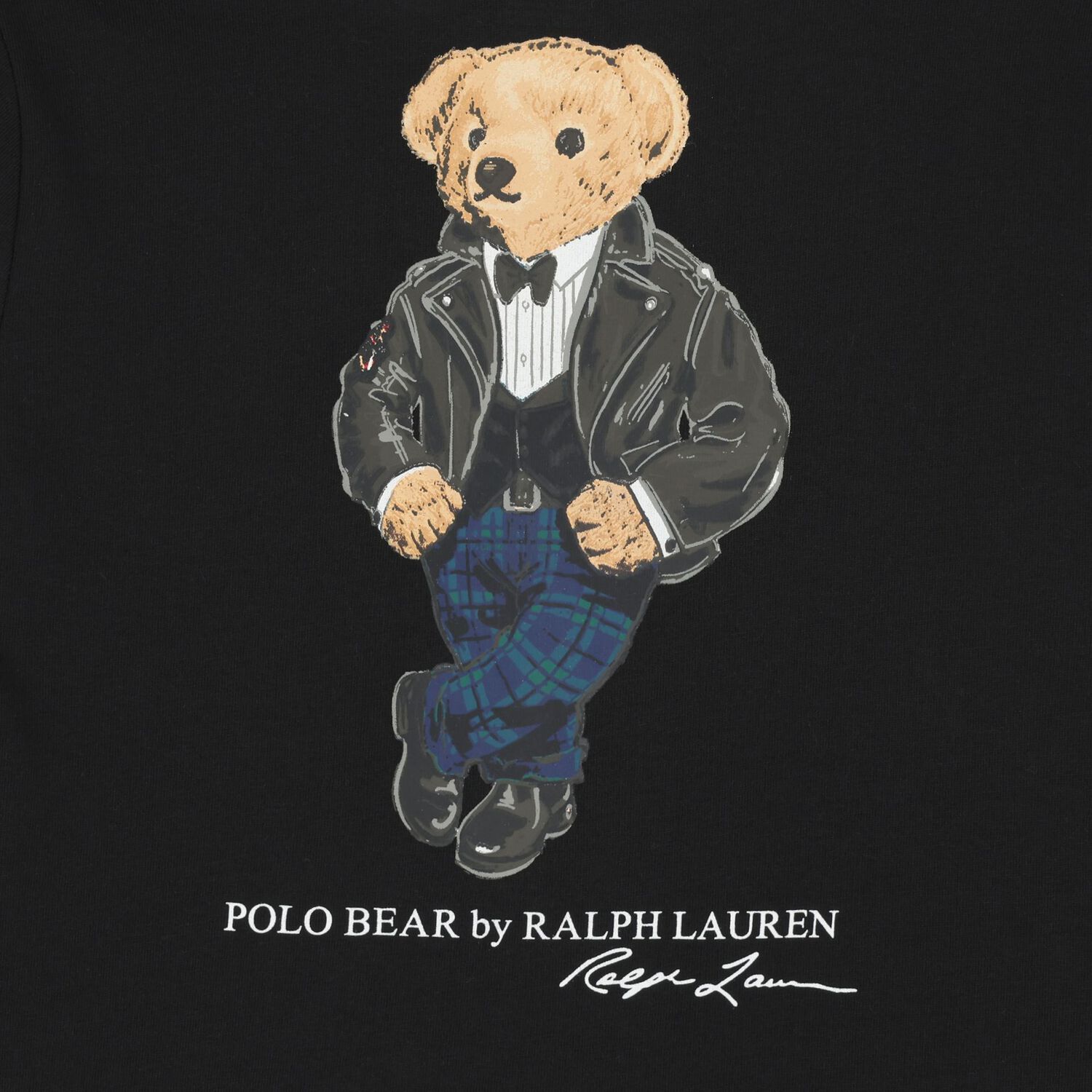 Boys Black Polo Bear Long Sleeve Top, 1, hi-res