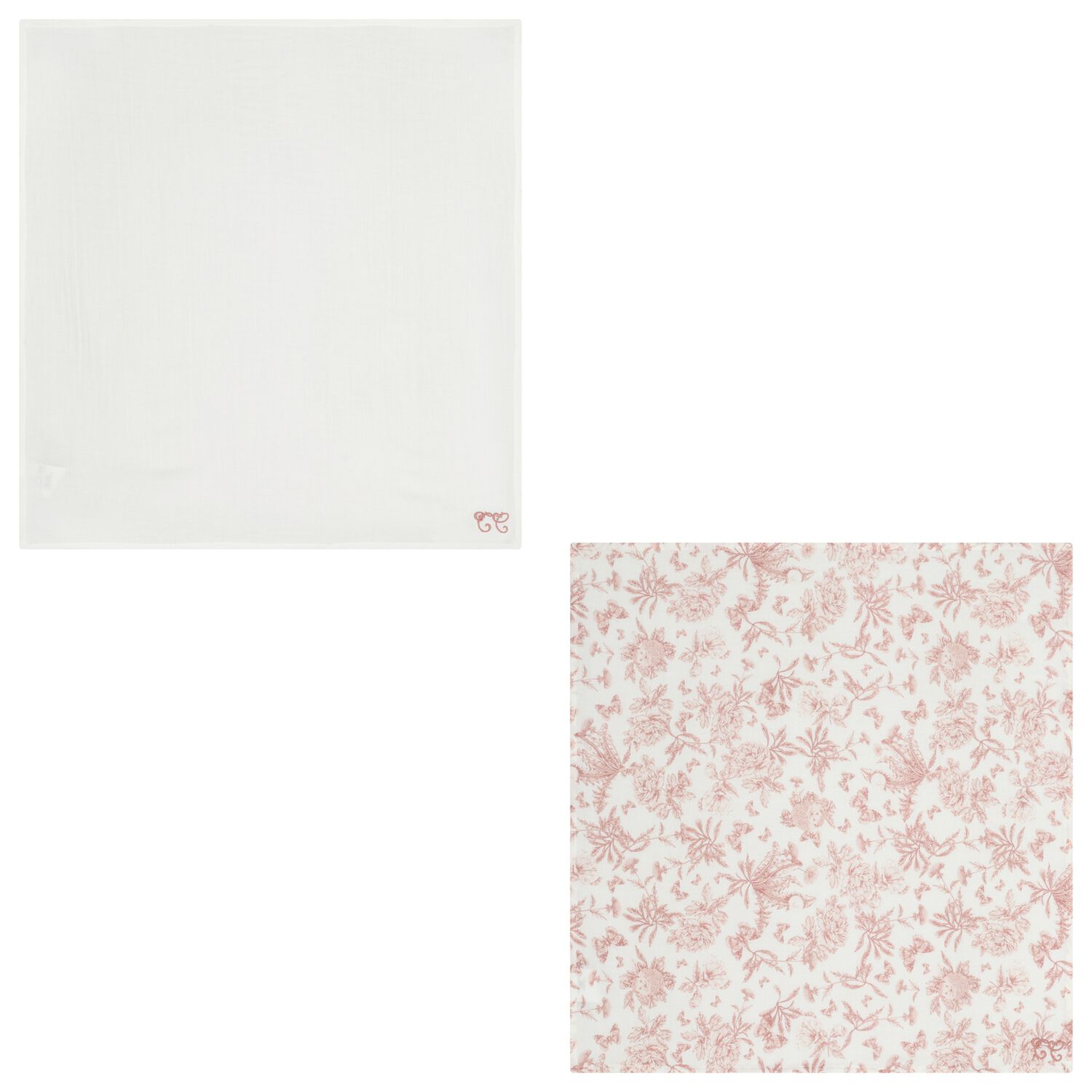 لفائف قماش موسلين باللونين الوردي و الابيض بنقشة تويل دو جوي للفتيات الصغيرات (عبوة من قطعتين), 3, hi-res