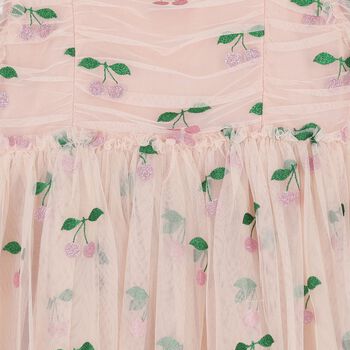 Girls Pink Cherry Tulle Dress
