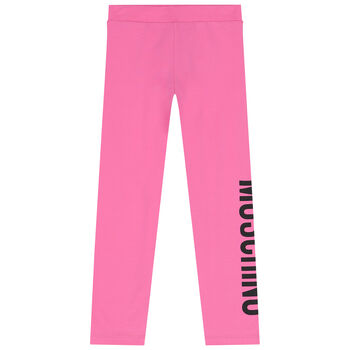 Girls Pink Logo Leggings