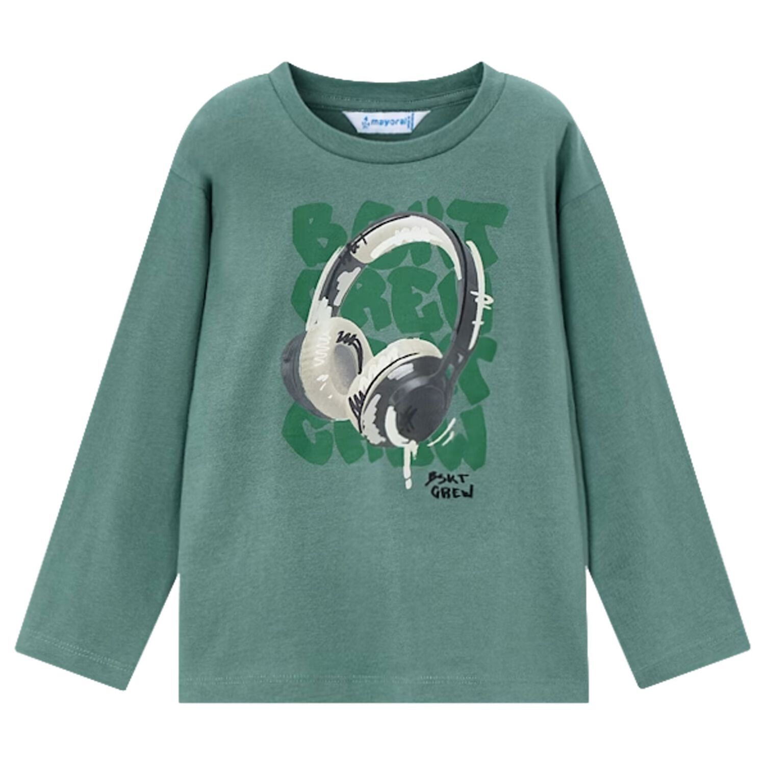 Boys Green Headphone Long Sleeve Top, 2, hi-res image number null