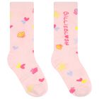 Girls Pink Logo Socks, 1, hi-res