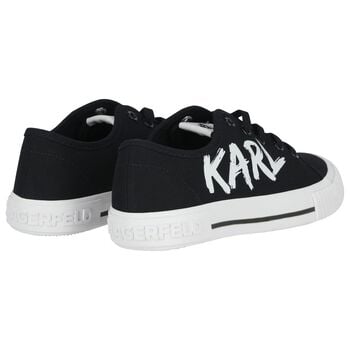 Boys Black & White Logo Trainers