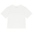 تي شيرت بالشعار باللون الأبيض مرصع بأحجار الراين للبنات, 1, hi-res