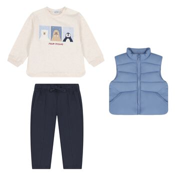 Baby Boys Ivory, Blue & Navy Blue Trouser Set