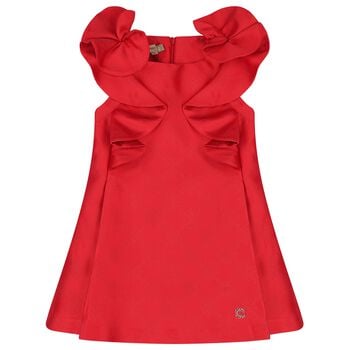Girls Red Jacquard Dress