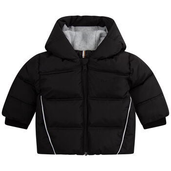 Younger Boys Black Logo Puffer Jacket