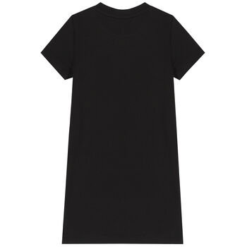 فستان تيشيرت بالشعار باللون الأسود