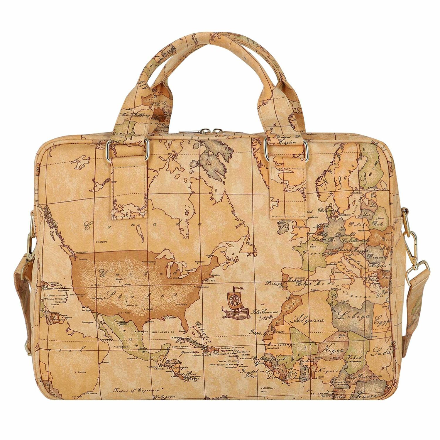 Beige Geo Map Baby Changing Bag, 4, hi-res