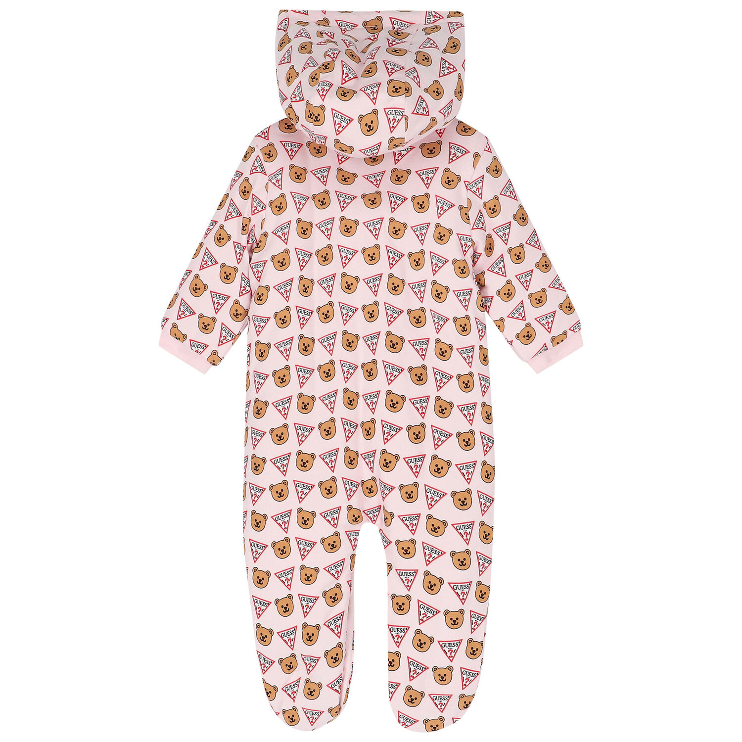 Baby Girls Pink Bear Logo Padded Babygrow, 1, hi-res