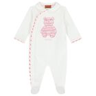 Baby Girls White & Pink Teddy Bear Zig Zag Babygrow Gift Set, 1, hi-res