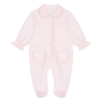 Sofija Baby Girls Pink Embroidered Babygrow, 1 Baby Girls Pink Embroidered Babygrow