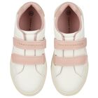 Girls White & Pink Logo Trainers, 1, hi-res