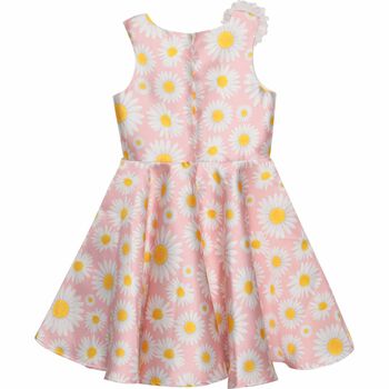 Girls Pink Satin Daisy Dress